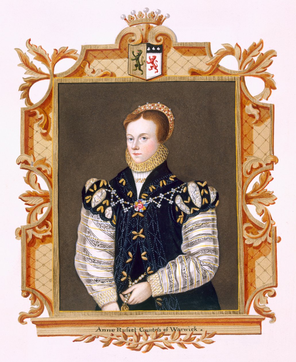 1825年に出版されたウォーバーン修道院でのc.1569の肖像画の後の、アン